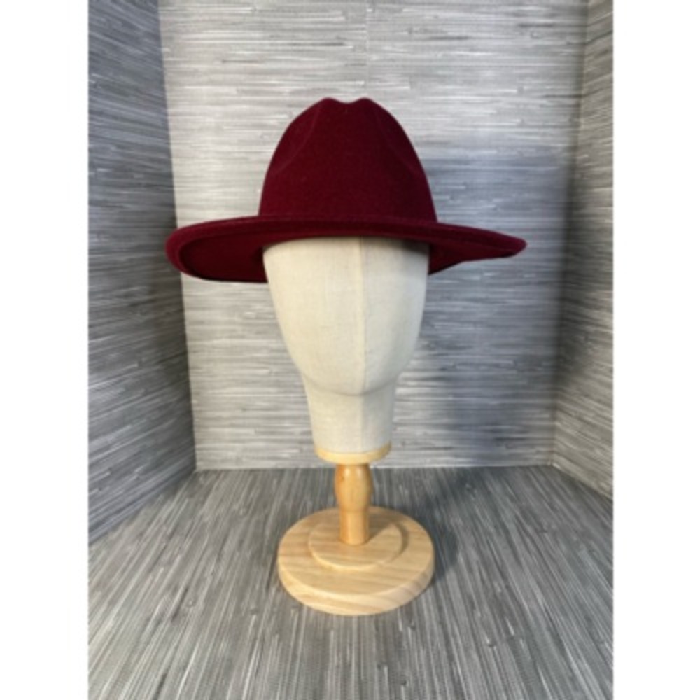 Pengcheng Womens Fedora Trilby Hat Red Wool Blend Buckle Band Boho OS New‎